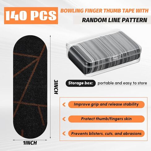 Soulchen 140 Pcs Bowling Tape Bowling Finger Thumb Tapes Bulk for Ball Hole Thumb Protection for Sport Supplies (Golden Lines) in Saudi Arabia