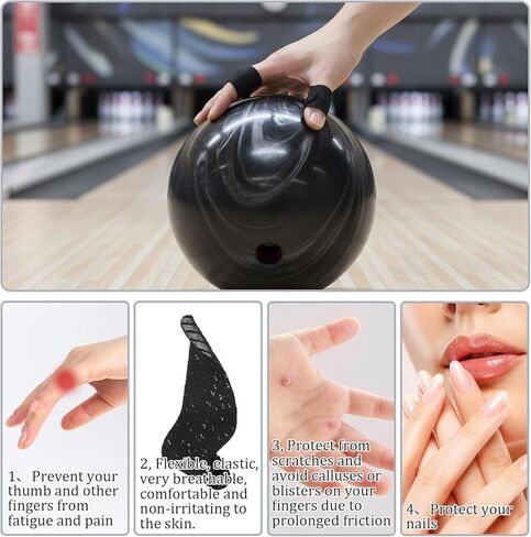 Grevosea 110 PCS Bowling Thumb Tapes, Bowling Ball Finger Inserts Finger Tape Breathable Bowlers Tape Protector for Men Women Exercise Sport Bowling Accessories, No Residue (Black) in Saudi Arabia
