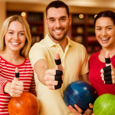 Grevosea 110 PCS Bowling Thumb Tapes, Bowling Ball Finger Inserts Finger Tape Breathable Bowlers Tape Protector for Men Women Exercise Sport Bowling Accessories, No Residue (Black) in Saudi Arabia