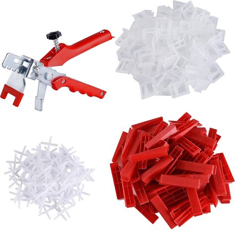 Tile Leveling System-500 pcs 1/8inch Tile Spacers + 150 pcs Tile Wedges + 1 pcs Tile LevelingClips+ 500 pcs(1/8inch) CrossSpacers A Tile Tools Kit for Adjustinc Ceramic Tile(TileSpacers 1/8 inch) in Saudi Arabia