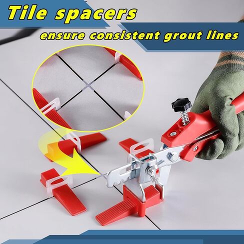 Tile Leveling System-500 pcs 1/8inch Tile Spacers + 150 pcs Tile Wedges + 1 pcs Tile LevelingClips+ 500 pcs(1/8inch) CrossSpacers A Tile Tools Kit for Adjustinc Ceramic Tile(TileSpacers 1/8 inch) in Saudi Arabia