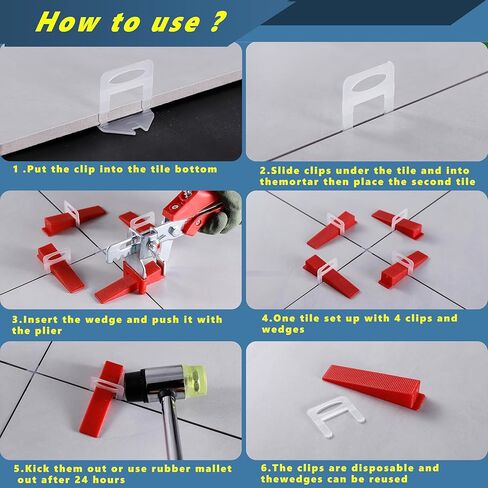 Tile Leveling System-500 pcs 1/8inch Tile Spacers + 150 pcs Tile Wedges + 1 pcs Tile LevelingClips+ 500 pcs(1/8inch) CrossSpacers A Tile Tools Kit for Adjustinc Ceramic Tile(TileSpacers 1/8 inch) in Saudi Arabia
