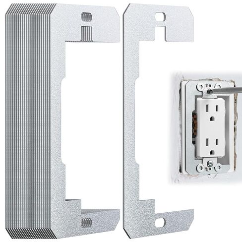 12 PCS Outlet Spacers, Wall Plate Spacer, Metal Flush Fit Device Leveling Plates for Fix Loose Electrical Outlet and Switch, Suitable for 1 Gang Outlet Box in Saudi Arabia