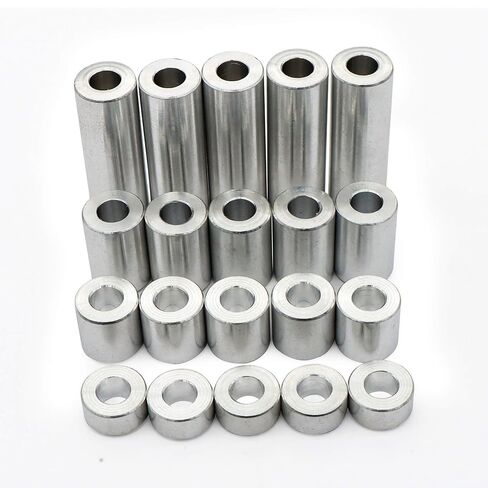 Wulankd 25pcs Aluminum Spacer 1/2" OD x 1/4" ID x 1/2" Length, Round Spacer, Unthreaded Standoff Bushing Plain Finish, Fits Screws Bolts 1/4" in Kuwait