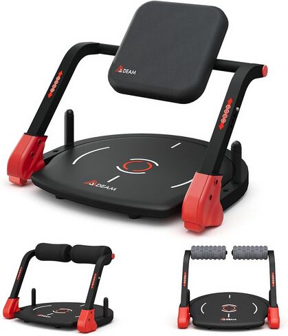 آلة الجلوس، آلة تمارين البطن المطورة مع مسند ظهر مسطح، معدات تمرين عضلات البطن متعددة الوظائف لصالة الألعاب الرياضية المنزلية مع ملحق قفل الزاوية/مقاومة 4 مستويات/أسطوانة تدليك/إطار فولاذي 330 رطلاً in Kuwait