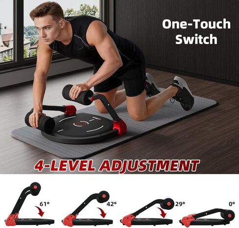 آلة الجلوس، آلة تمارين البطن المطورة مع مسند ظهر مسطح، معدات تمرين عضلات البطن متعددة الوظائف لصالة الألعاب الرياضية المنزلية مع ملحق قفل الزاوية/مقاومة 4 مستويات/أسطوانة تدليك/إطار فولاذي 330 رطلاً in Kuwait