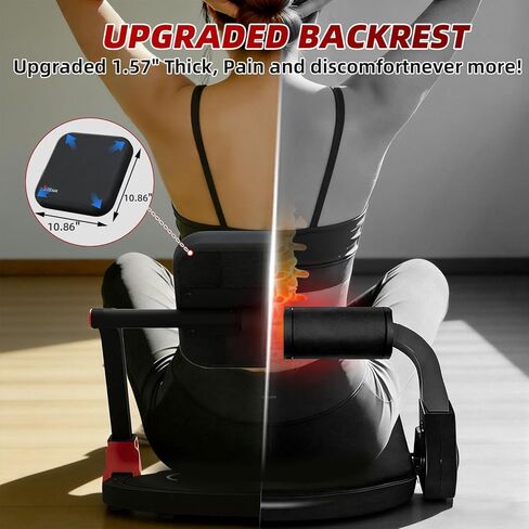 آلة الجلوس، آلة تمارين البطن المطورة مع مسند ظهر مسطح، معدات تمرين عضلات البطن متعددة الوظائف لصالة الألعاب الرياضية المنزلية مع ملحق قفل الزاوية/مقاومة 4 مستويات/أسطوانة تدليك/إطار فولاذي 330 رطلاً in Kuwait