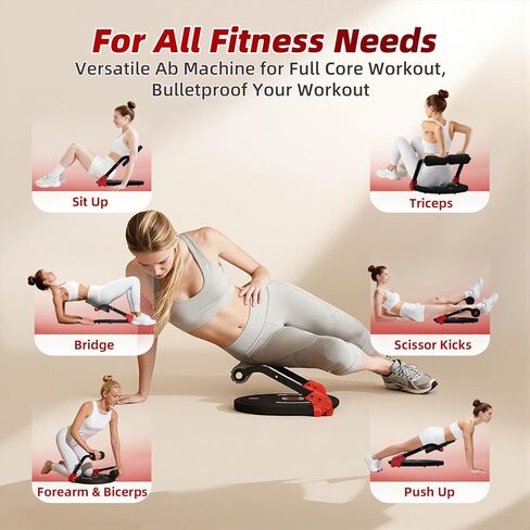 آلة الجلوس، آلة تمارين البطن المطورة مع مسند ظهر مسطح، معدات تمرين عضلات البطن متعددة الوظائف لصالة الألعاب الرياضية المنزلية مع ملحق قفل الزاوية/مقاومة 4 مستويات/أسطوانة تدليك/إطار فولاذي 330 رطلاً in Kuwait