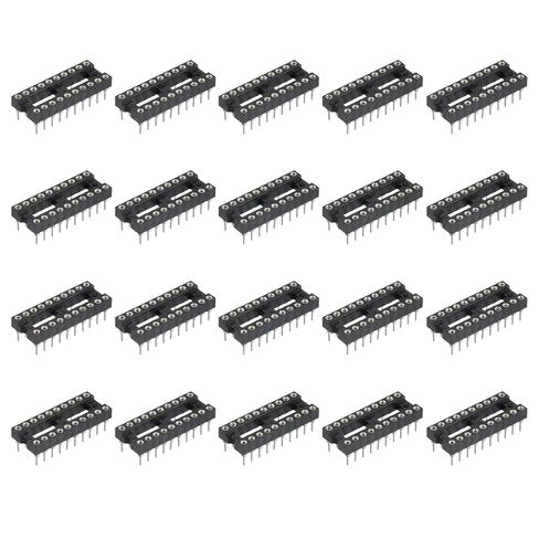 MECCANIXITY 24Pcs DIP IC Chip Socket Adapter 7.62mm Row Pitch Round 20 Pin IC Assortment Kit 2.54mm/0.1" Pitch for Breadboard Project, PCB Board Design in Saudi Arabia