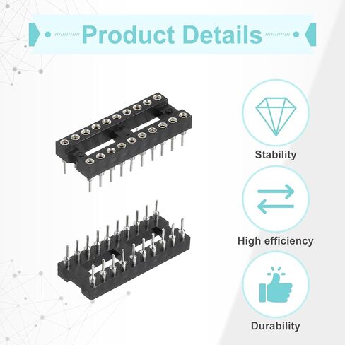 MECCANIXITY 24Pcs DIP IC Chip Socket Adapter 7.62mm Row Pitch Round 20 Pin IC Assortment Kit 2.54mm/0.1" Pitch for Breadboard Project, PCB Board Design in Saudi Arabia