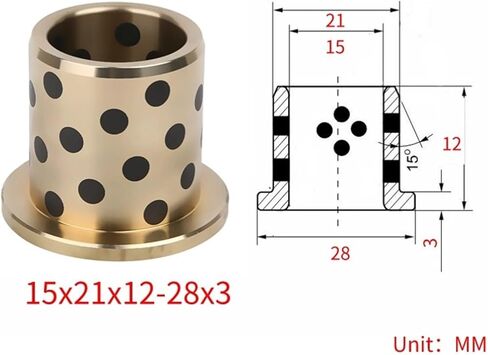 كم محمل، 1 قطعة القطر الداخلي JFB15MM غلاف نحاسي جرافيت ذاتي التشحيم محمل جلبة ذات حواف in Kuwait