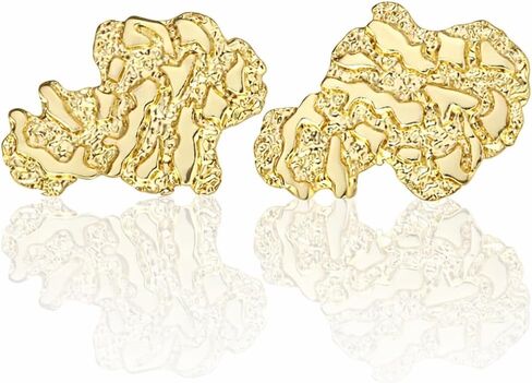 Gold nugget earrings gold earrings for men 925 Sterling Silver, 14K Gold Plated best earrings for sensitive ears Gleaming Gift Choice in Kuwait