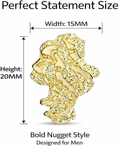 Gold nugget earrings gold earrings for men 925 Sterling Silver, 14K Gold Plated best earrings for sensitive ears Gleaming Gift Choice in Kuwait