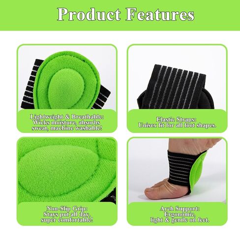 3 أزواج من الأكمام الضاغطة لدعم قوس القدم لتخفيف التهاب اللفافة الأخمصية وآلام القدم، أقصى دعم للقدم المسطحة والأقواس العالية، للرجال والنساء، أسود/أخضر in Kuwait