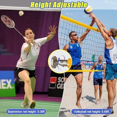 Volleyball/Badminton Poles with Net for Adult & Youth, Steel Volleyball/Badminton Stand with Stable Base, Indoor & Outdoor Use in Saudi Arabia