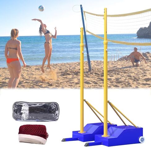 Volleyball Poles,with Volleyball Nets/Badminton Net,Badminton Nets Pole for Backyard with Adjustable Height,Portable Volleybal Net Training Stands,for Adults Kids Stadium in Saudi Arabia