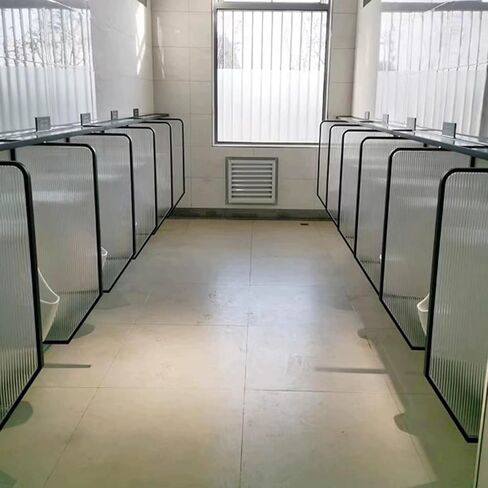 Stainless Steel & Tempered Glass Toilet Partition, Wall-Mounted Urinal Privacy Screen, Waterproof Baffle for Hotels & Bathrooms (Black, 2PCS) - Durable & Stylish Privacy Solution in Saudi Arabia