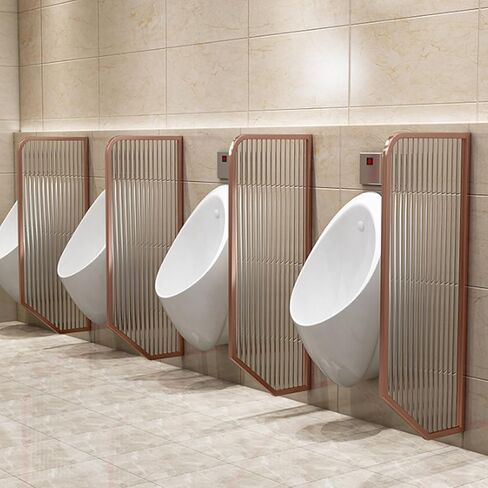 Stainless Steel & Tempered Glass Toilet Partition, Wall-Mounted Urinal Privacy Screen, Waterproof Baffle for Hotels & Bathrooms (Black, 2PCS) - Durable & Stylish Privacy Solution in Saudi Arabia