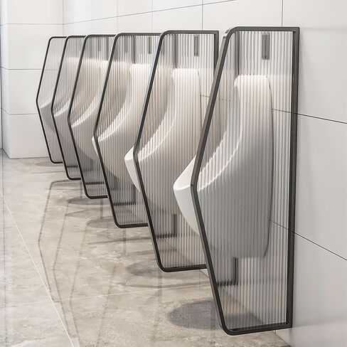 Gold Men's Urinal Privacy Screen - Wall-Mounted Tempered Glass Baffle, Stainless Steel Toilet Partition for Malls, Hotels & Bars (1 Piece) in Saudi Arabia