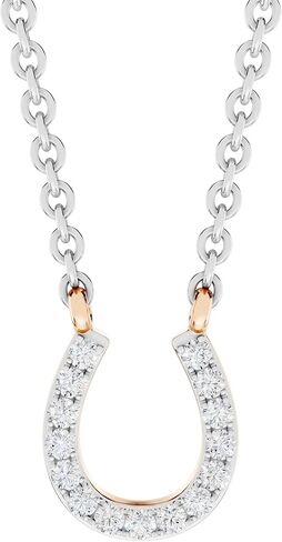 Dazzlingrock Collection 0.1tw 14K Round Diamond Womens Horseshoe Pendant (Silver Chain Included), Solid Rose Gold in Saudi Arabia