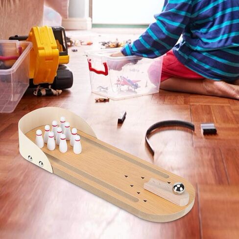 Alomejor Compact Mini Bowling Toy Set for Kids and Adults, Wooden Table Bowling Game for Family Fun and Stress Relief with 11-inch Board and Accessories Indoor Party Game in Saudi Arabia