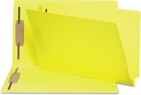 Smead End Tab Fastener File Folder, Shelf-Master® Reinforced Straight-Cut Tab, 2 Fasteners, Legal Size, Yellow, 50 per Box (28940) in Saudi Arabia