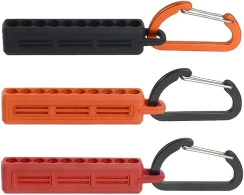 1Pc 10-Hole Hex Bit Holder, Portable Screwdriver Drill Bit Storage Organizer Case with Carabiner Clip Attachment(Black) in Saudi Arabia