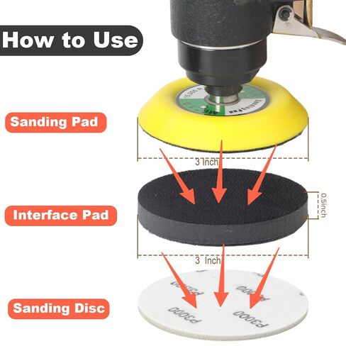 لوحة واجهة مقاس 3 بوصات: 9 عبوات من أقراص الصنفرة الإسفنجية ذات الخطاف والحلقة، بديلة لصنفرة صغيرة بتفاصيل الصنفرة RO، إسفنجة ناعمة الكثافة ووسادة دائرية عازلة in Kuwait