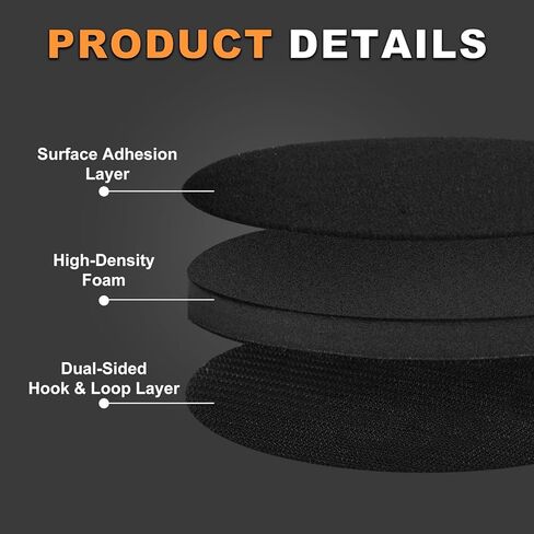 لوحة واجهة مقاس 3 بوصات: 9 عبوات من أقراص الصنفرة الإسفنجية ذات الخطاف والحلقة، بديلة لصنفرة صغيرة بتفاصيل الصنفرة RO، إسفنجة ناعمة الكثافة ووسادة دائرية عازلة in Kuwait
