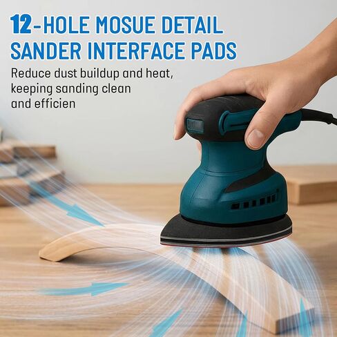 5 Pack Foam 12 Hole Sanding Pads Compatible with Black & Decker Mouse Sanders BDCMS20C and BDEMS600, Hook and Loop Triangular Detail Sander Pads with Anti Vibration Cushion Layer in Saudi Arabia