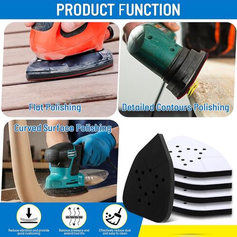 5 Pack Foam 12 Hole Sanding Pads Compatible with Black & Decker Mouse Sanders BDCMS20C and BDEMS600, Hook and Loop Triangular Detail Sander Pads with Anti Vibration Cushion Layer in Saudi Arabia