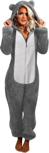 One Piece Jumpsuit Pajamas for Women Warm Sherpa Winter Onesie Sleepwear Womens Cute Animal Jumpsuits Pajama in Saudi Arabia