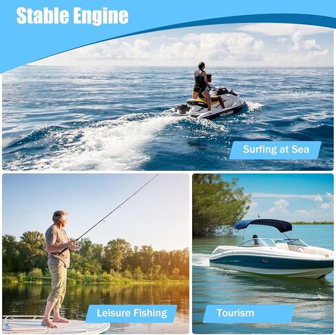 HANGKAI 4-Stroke 6HP Outboard Engine, 140CC Outboard Marine Engine with Air Cooling and TCI Ignition System, Gasoline Fishing Boat Engines in Saudi Arabia
