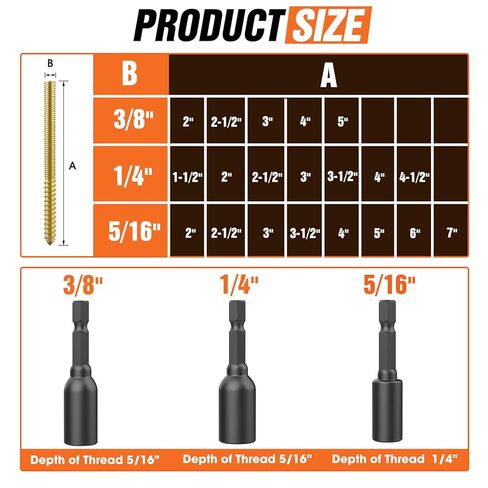 Pisman 3/8" X 3" 10PCS Single Pointed Double Ended Screws have various sizes. in Kuwait