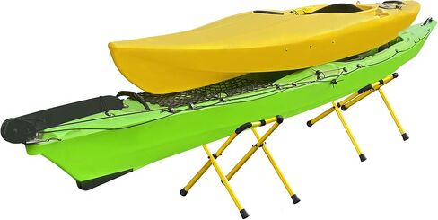 حامل كاياك من الألومنيوم قابل للطي من جانفيندكس، عبوتان | رف تخزين الزورق المحمول مع ارتفاع قابل للتعديل للاستخدام الداخلي، سعة تحميل شديدة التحمل 150 رطل، تصميم موفر للمساحة in Kuwait