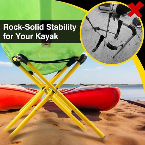 حامل كاياك من الألومنيوم قابل للطي من جانفيندكس، عبوتان | رف تخزين الزورق المحمول مع ارتفاع قابل للتعديل للاستخدام الداخلي، سعة تحميل شديدة التحمل 150 رطل، تصميم موفر للمساحة in Kuwait