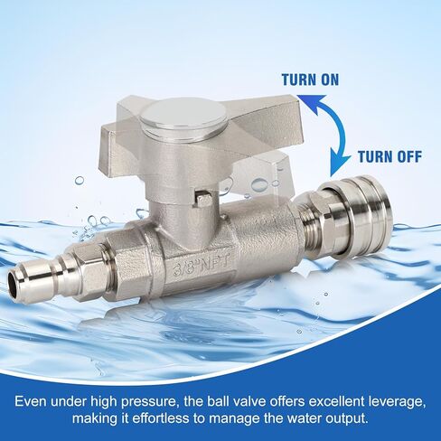 3/8" DN10 Ball Valve for Pressure Washer Gun, High Pressure Plated Brass Power Washer Shut Off Valve, 3000 PSI (3/8" Female BSP) in Kuwait