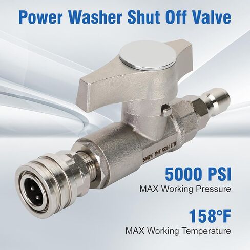 3/8" DN10 Ball Valve for Pressure Washer Gun, High Pressure Plated Brass Power Washer Shut Off Valve, 3000 PSI (3/8" Female BSP) in Kuwait