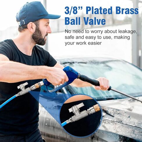 3/8" DN10 Ball Valve for Pressure Washer Gun, High Pressure Plated Brass Power Washer Shut Off Valve, 3000 PSI (3/8" Female BSP) in Kuwait