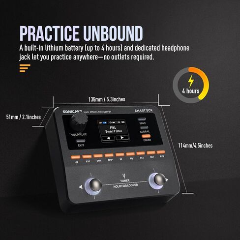 SONICAKE QME-20 Smart Box - Multi Effects Pedal for Guitar with 130+ Effects, NAM/IR Support, Looper, Built-in Tuner/Metronome, Portable Effects Processor with USB Audio Interface, Stereo Output in Kuwait