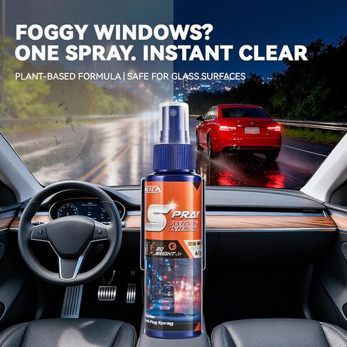 بخاخ داخلي مضاد للضباب - للزجاج الأمامي للسيارة ومرايا الحمام ونظارات السباحة - وضوح يدوم طويلاً، تركيبة خالية من الخطوط 100 مل in Kuwait