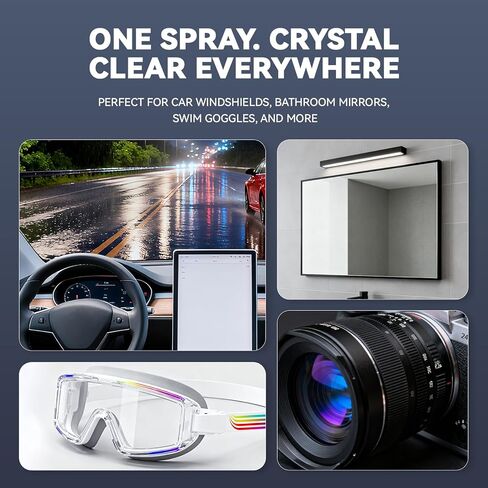 بخاخ داخلي مضاد للضباب - للزجاج الأمامي للسيارة ومرايا الحمام ونظارات السباحة - وضوح يدوم طويلاً، تركيبة خالية من الخطوط 100 مل in Kuwait