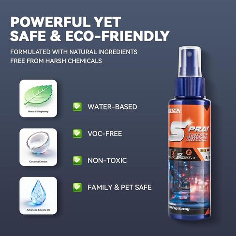 بخاخ داخلي مضاد للضباب - للزجاج الأمامي للسيارة ومرايا الحمام ونظارات السباحة - وضوح يدوم طويلاً، تركيبة خالية من الخطوط 100 مل in Kuwait