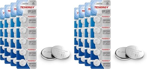 بطارية خلية زر ليثيوم 3 فولت من Tenergy CR1620، لمفاتيح السيارة والساعات والآلات الحاسبة وأجهزة التحكم عن بعد، 20 حزمة in Kuwait