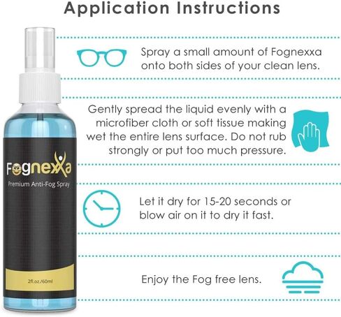 Fognexxa Premium Anti-Fog Spray for Glasses, Goggles, VR Headsets, Face Shields & PPE – 2oz Bottle for 24 Hr Fog-Free Protection – Safe for All Lenses – Anti Fog Solution in Saudi Arabia
