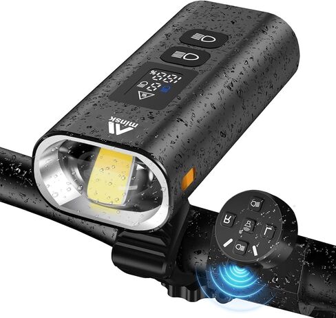 Minsk Smart Bike Lights with Remote Controller, 1600 Lumen Dual Color LED Bicycle Light with 13 Modes, 5200mAh USB Rechargeable Bike Light, IPX4 Waterproof Bike Lights for Night Riding, Road, Mountain in Saudi Arabia