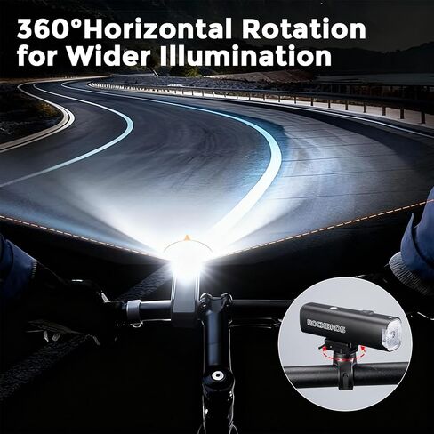 ROCKBROS 1800 Lumens Bike Light 5000mAH USB C Rechargeable Bike Headlight IPX6 Waterproof Bicycle Front Smart Light Glare Protection for Night Riding in Saudi Arabia