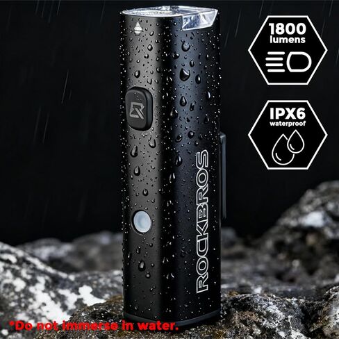 ROCKBROS 1800 Lumens Bike Light 5000mAH USB C Rechargeable Bike Headlight IPX6 Waterproof Bicycle Front Smart Light Glare Protection for Night Riding in Saudi Arabia