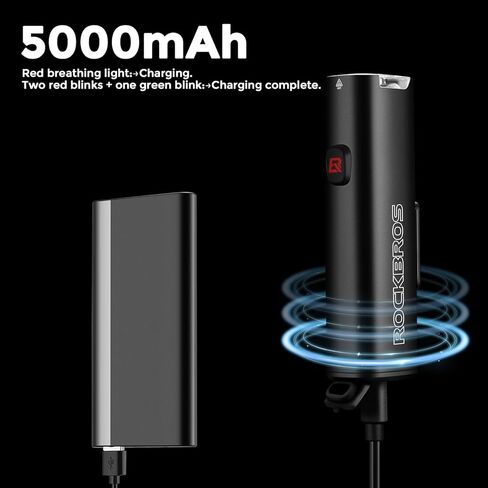 ROCKBROS 1800 Lumens Bike Light 5000mAH USB C Rechargeable Bike Headlight IPX6 Waterproof Bicycle Front Smart Light Glare Protection for Night Riding in Saudi Arabia