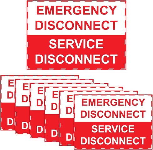 LEIFIDE 12 Pack NEC Compliant Emergency Disconnect Sticker 5"x 3.5" Emergency Disconnect Service Warning Sticker Shut Off Sign UV-Resistant Electric Panel Labels Vinyl Waterproof for Indoor Outdoor in Saudi Arabia